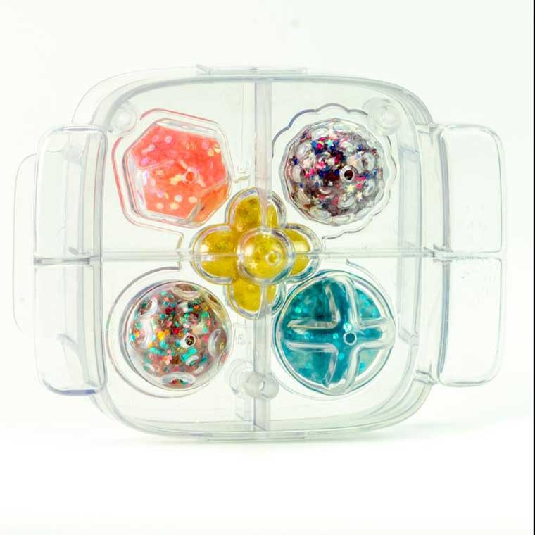Plastic mold with putty inside.